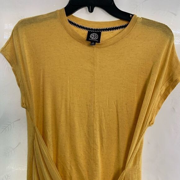 Bobeau sweater s yellow grey streak tie on front . - Picture 2 of 6